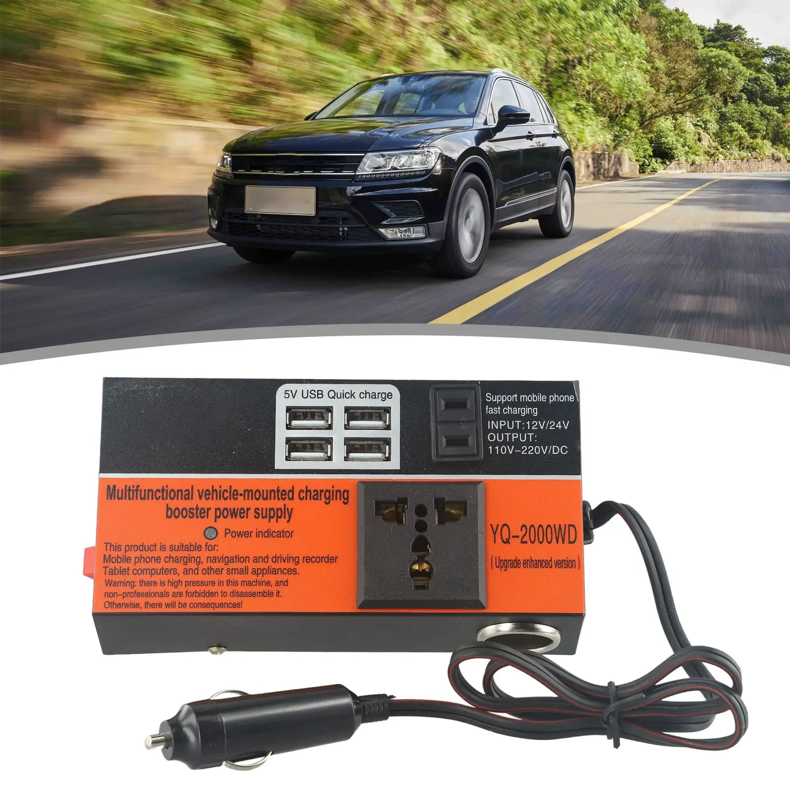 

DC12V24V to DC110V220V Car Power Inverter 1500W Converter with Multiple Protections and Over Heating Protection