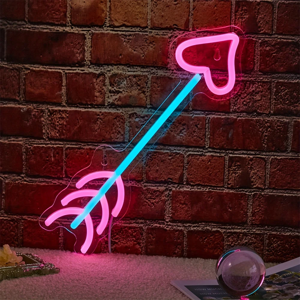 Arrow Heart Shape Led Neon Sign Sign For Home Room Party Garden Man Lady Mothers Day Weddings Bedroom Love Angel  Neon Lights