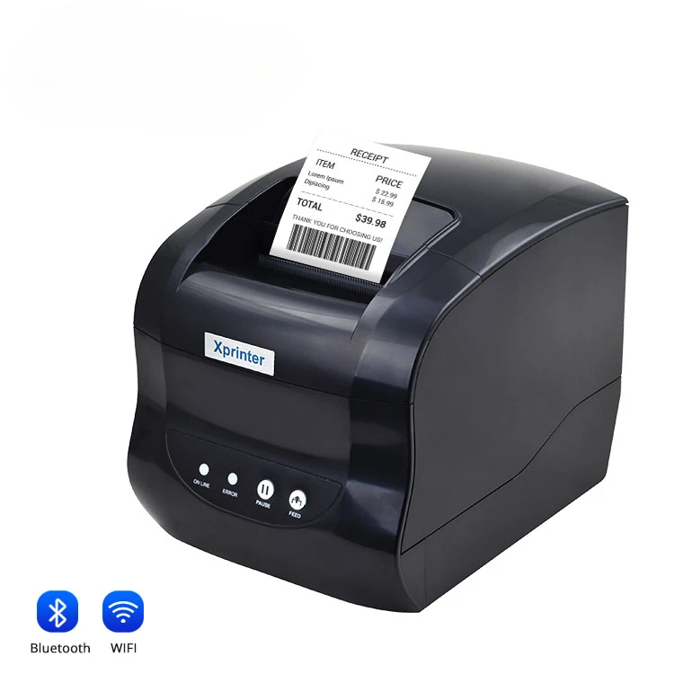 All-in-one 3 inch Barcode Label Sticker Printer For Tags Ticket Printing Black XP-365B Thermal Label Printer