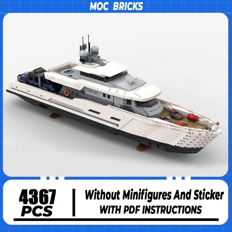 City Boat Model Moc Building Blocks Explorer's Yacht Model Technology Brick DIY Assembly Construction Toy Holiday Gifts