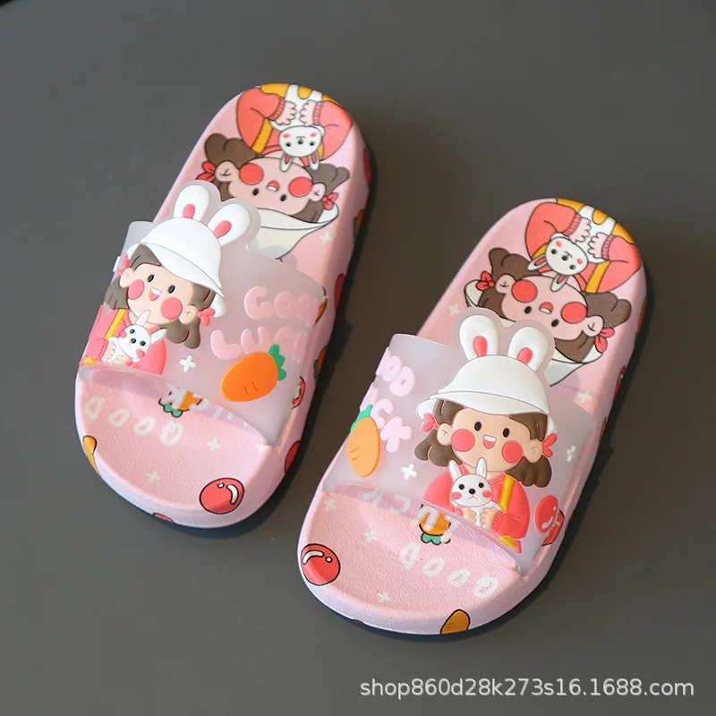 Children\'s Slippers Summer Boys and Girls Indoor Soft Sole Bathroom Bathroom, Non slip Middle School Children\'s Princess Baby Sl