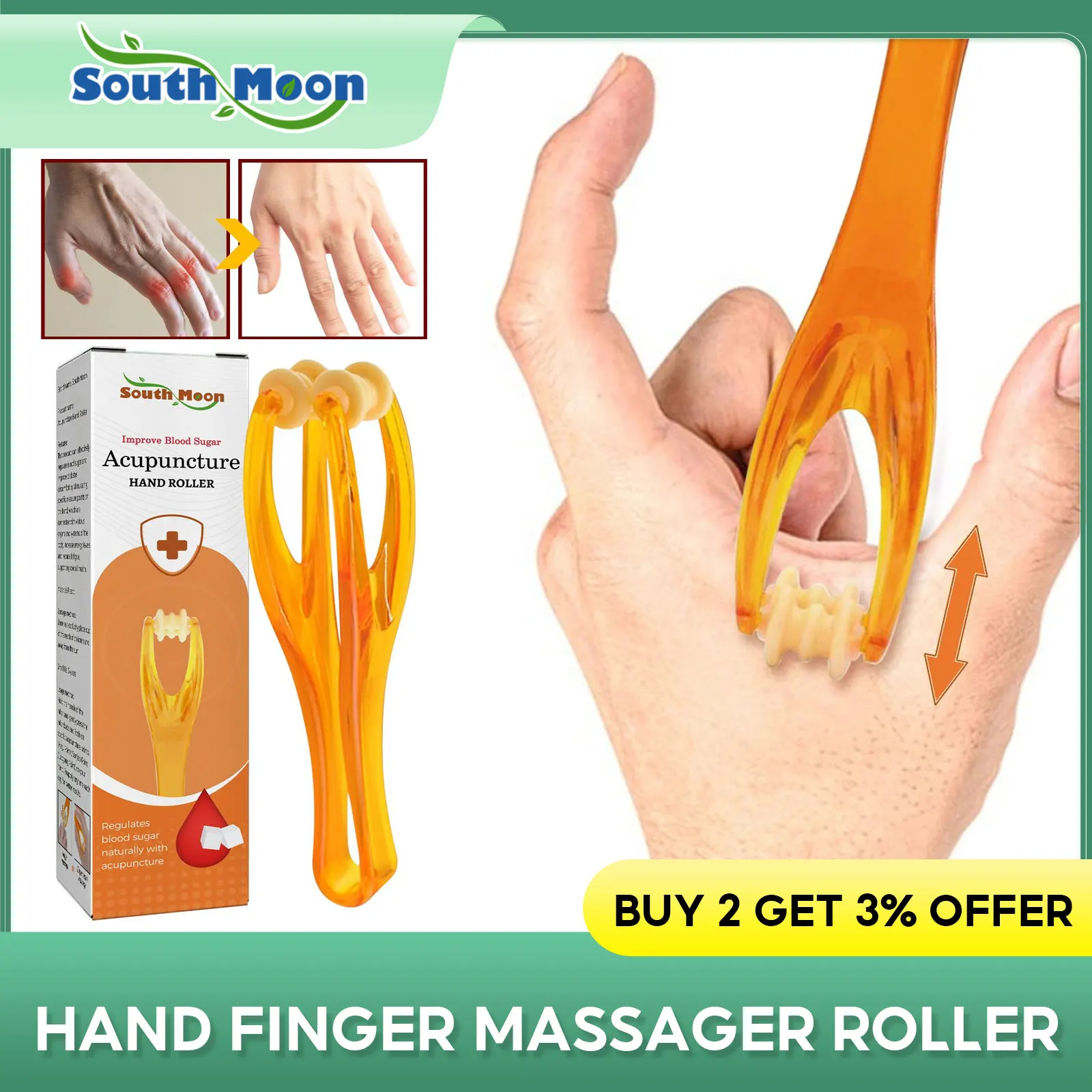 

Hand Finger Massage Roller Hand Trainer Promote Finger Slimming Relax Muscle Sore Fatigue Blood Circulation Acupoint Guasha Tool