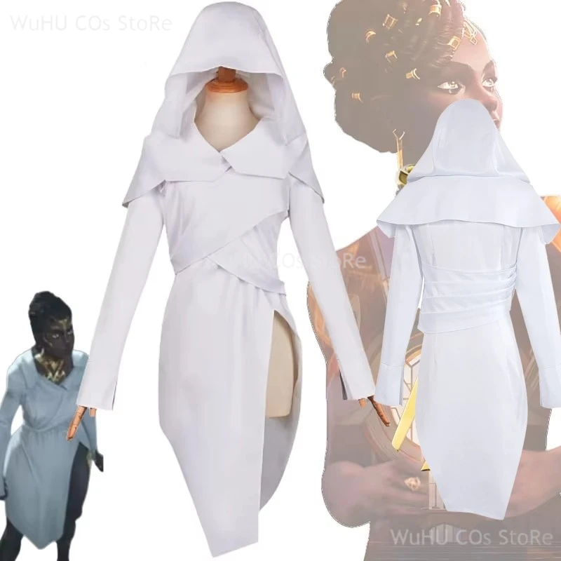 Anime LOL Arcane Season Mel Cosplay Costume Ring Ear Stud Noxus Mel Medarda Anime Cosplay White Slit Dress Costume