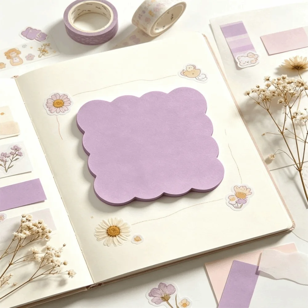 240 Sheets Self-adhesive Self Sticky Notes Vintage Colors Adhesive Backing Wavy Note Pads Blank Note Pads Wavy Edge