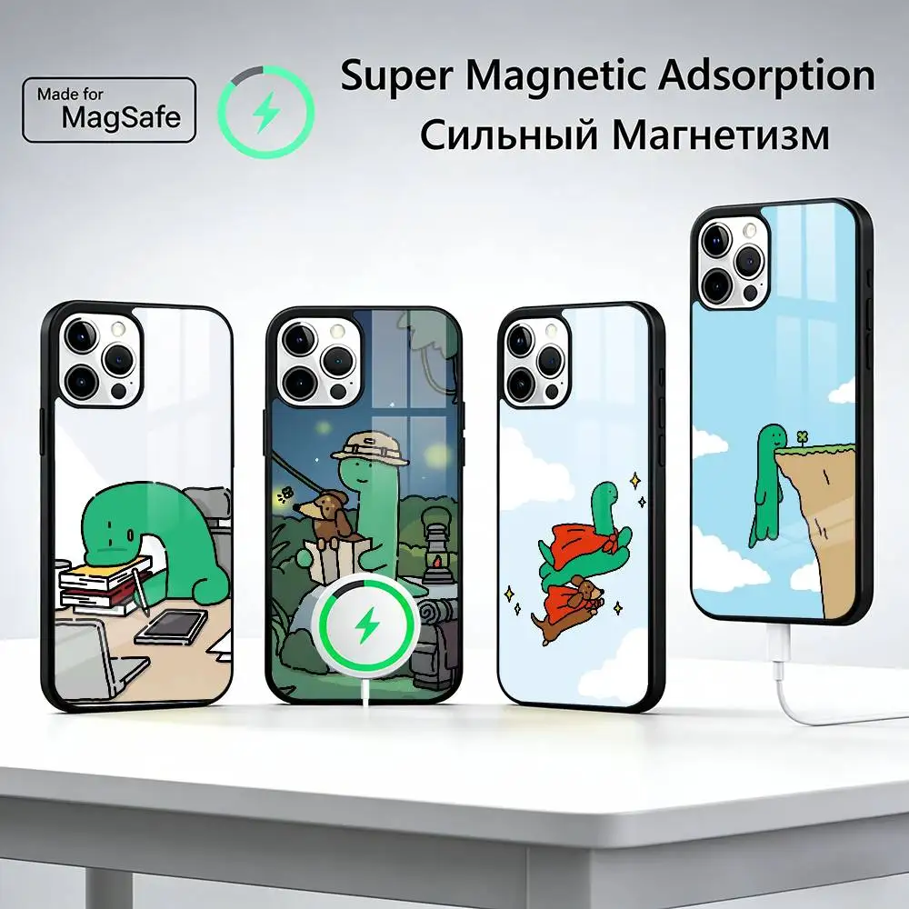 

Cute J-Jogumans Dinosaur Phone Case For iPhone17,16,15,14,13,12,11 Plus,Pro Magnetic For Magsafe Wireless Charging