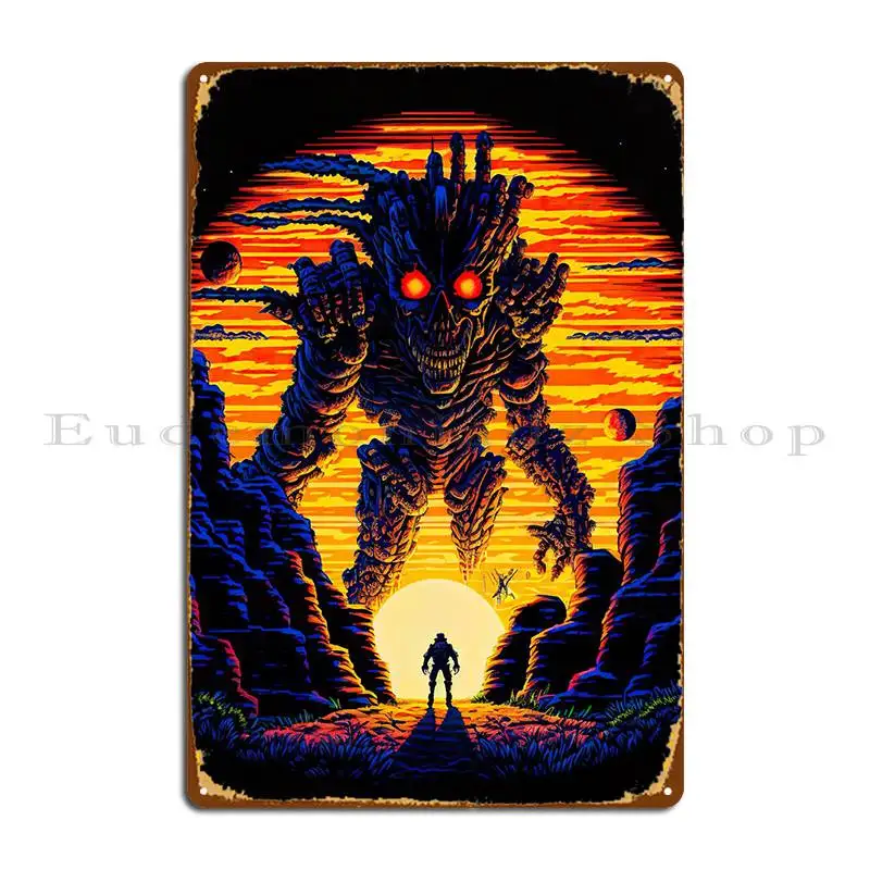 Giant Monster Metal Sign Designs Garage Cave Cinema Kitchen Tin Sign Poster