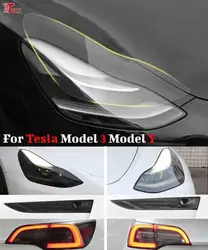 For Tesla Model 3 Y TPU Blackened Headlight Taillight Foglight Protective Film Headlight Tail Lamp Color Changing Films