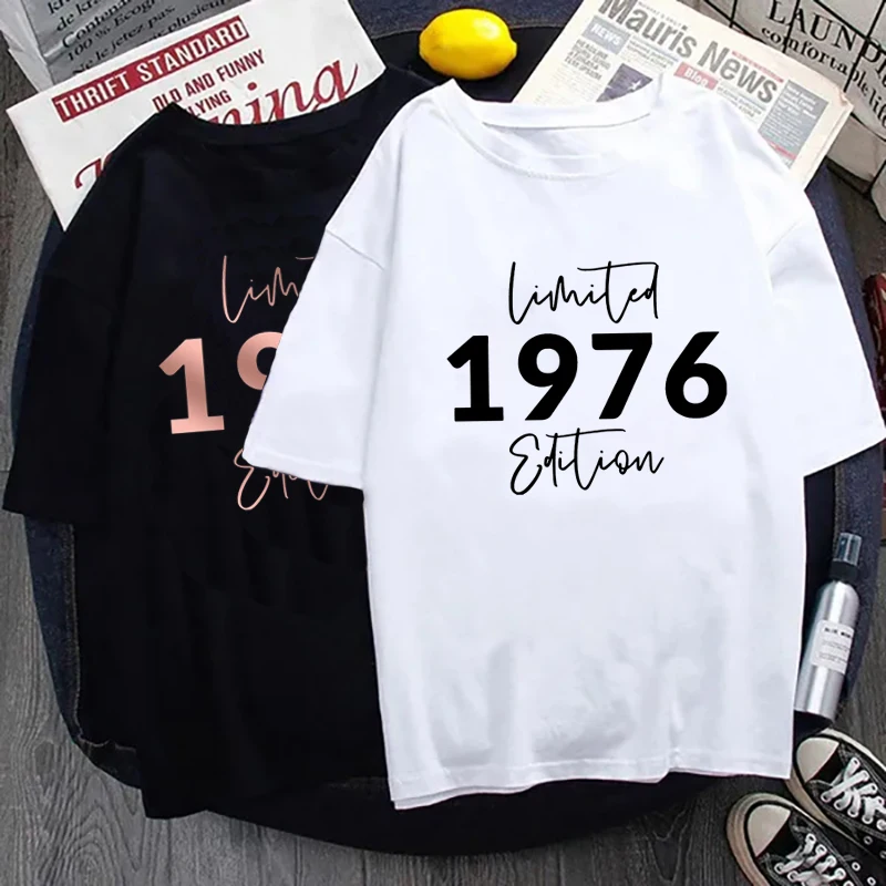 

Funny Limited Edition 1976 Birthday T Shirt 50th Birthday Gifts for Women Men Summer Casual Tops Harajuku Short Sleeve Tees