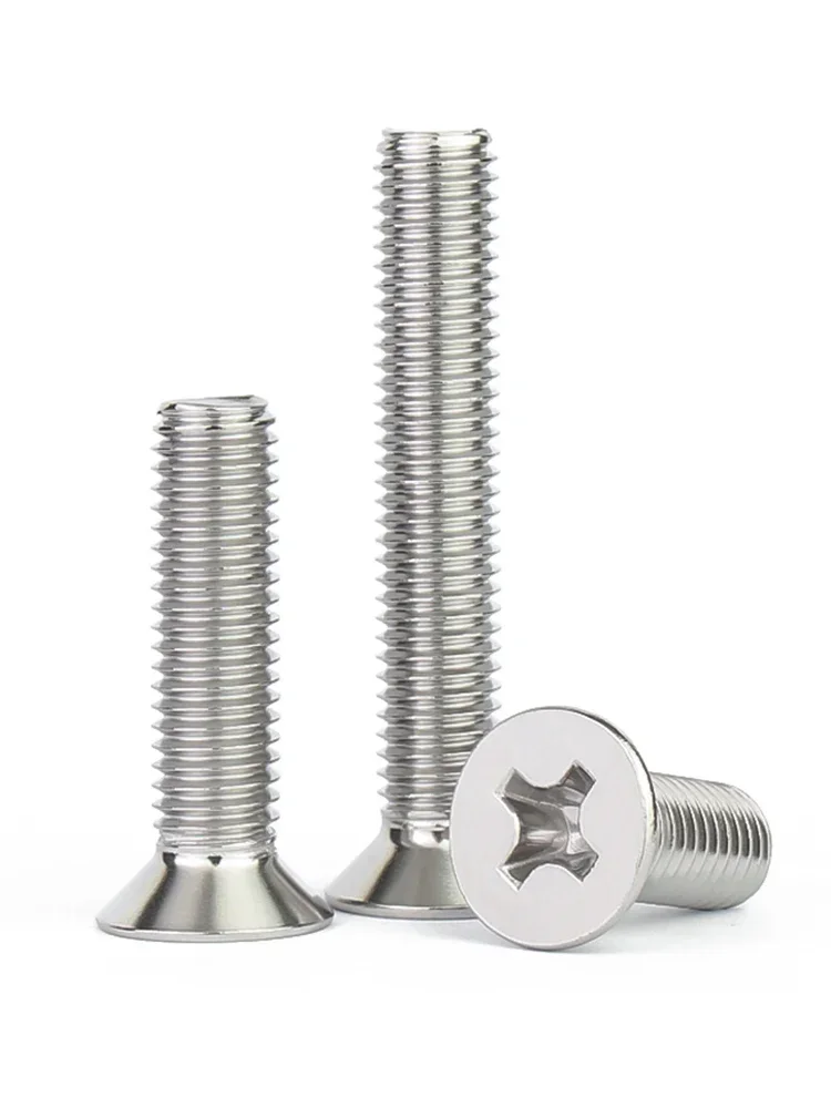 M1 M1.2 M1.4 M1.6 M2 M2.5 M3 M4 M5 M6 M8 304 Stainless steel Flat Countersunk Head Cross Phillips Head Screw Bolt Length 3-20mm