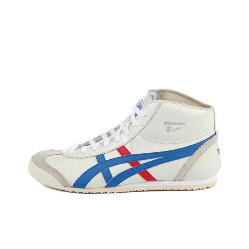 Onitsuka Tiger Mexico Mid Runner Unisex White/Blue Mid-Top Casual Shoes  Round-Toe Cushioned Anti-Slip Design DL409-0142