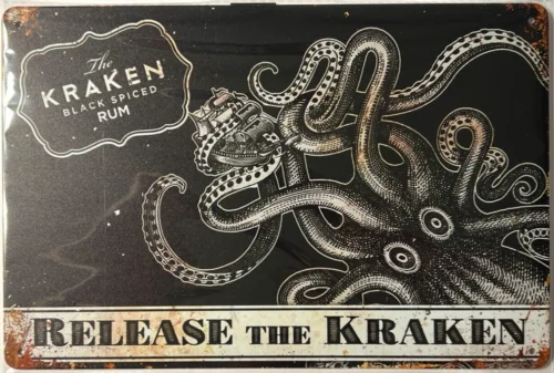 The Kraken Black Spiced Rum Vintage Novelty Metal Sign 12