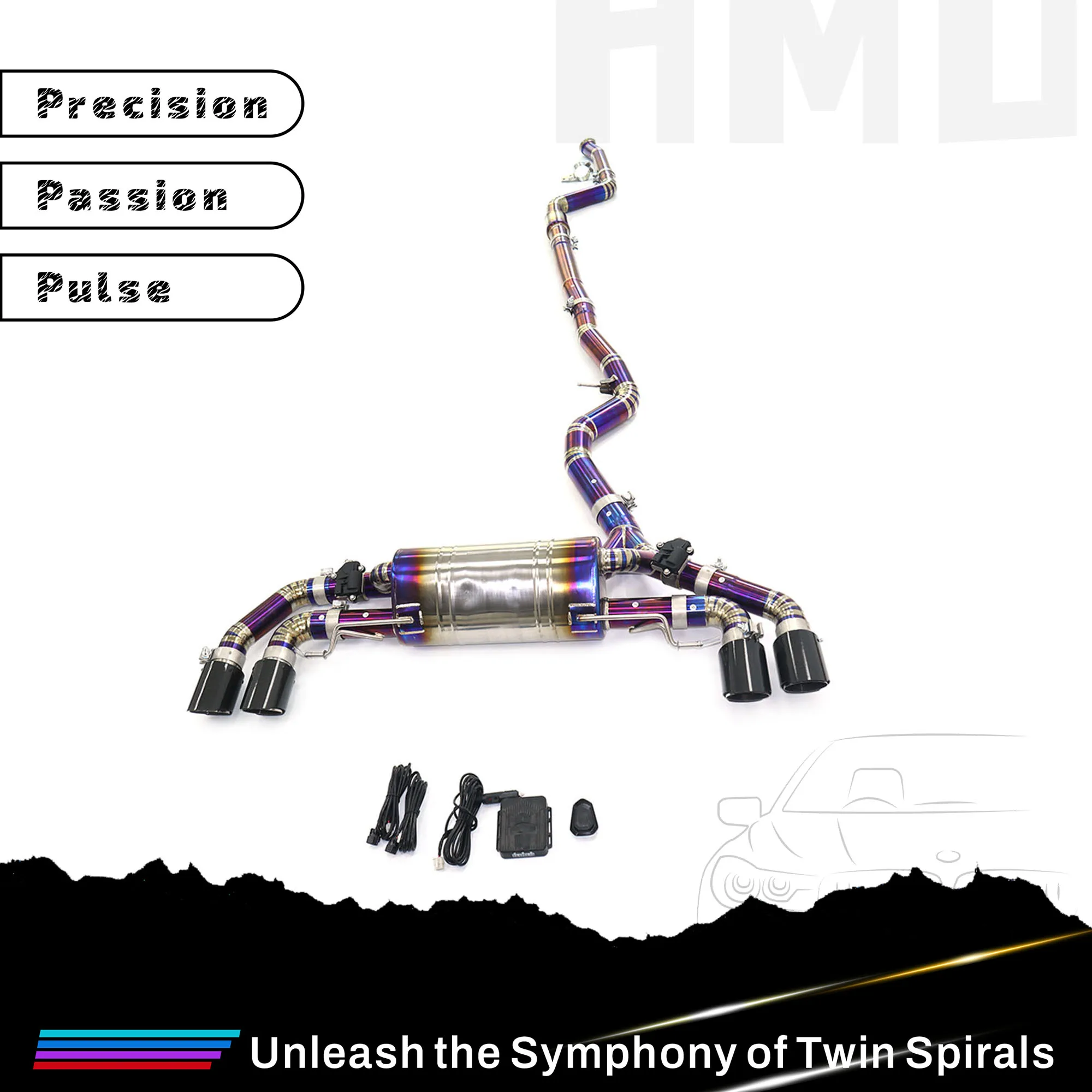 

Горячие продажи HMD TC4 Catback для BMW 330i G20 2.0T с электронными клапанами, насадки на глушитель с одной трубой выхлопной трубы