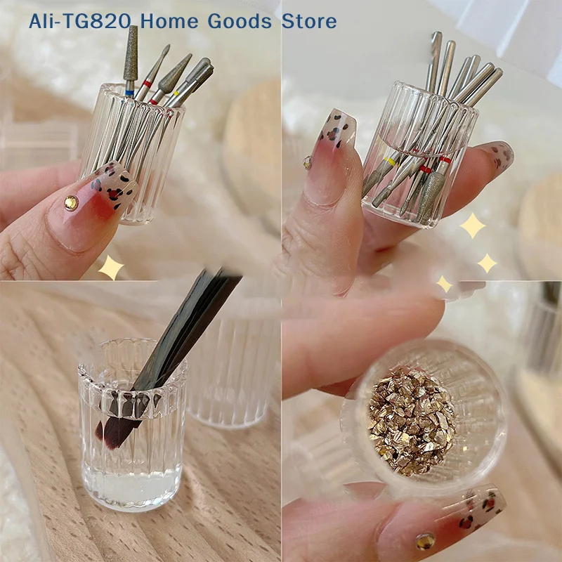 [TG820]1pc Nail Cup Crystal Cup Acrylic Liquid Bowl Holder Wash Nail Pen Dish Dappen Manicure Tool