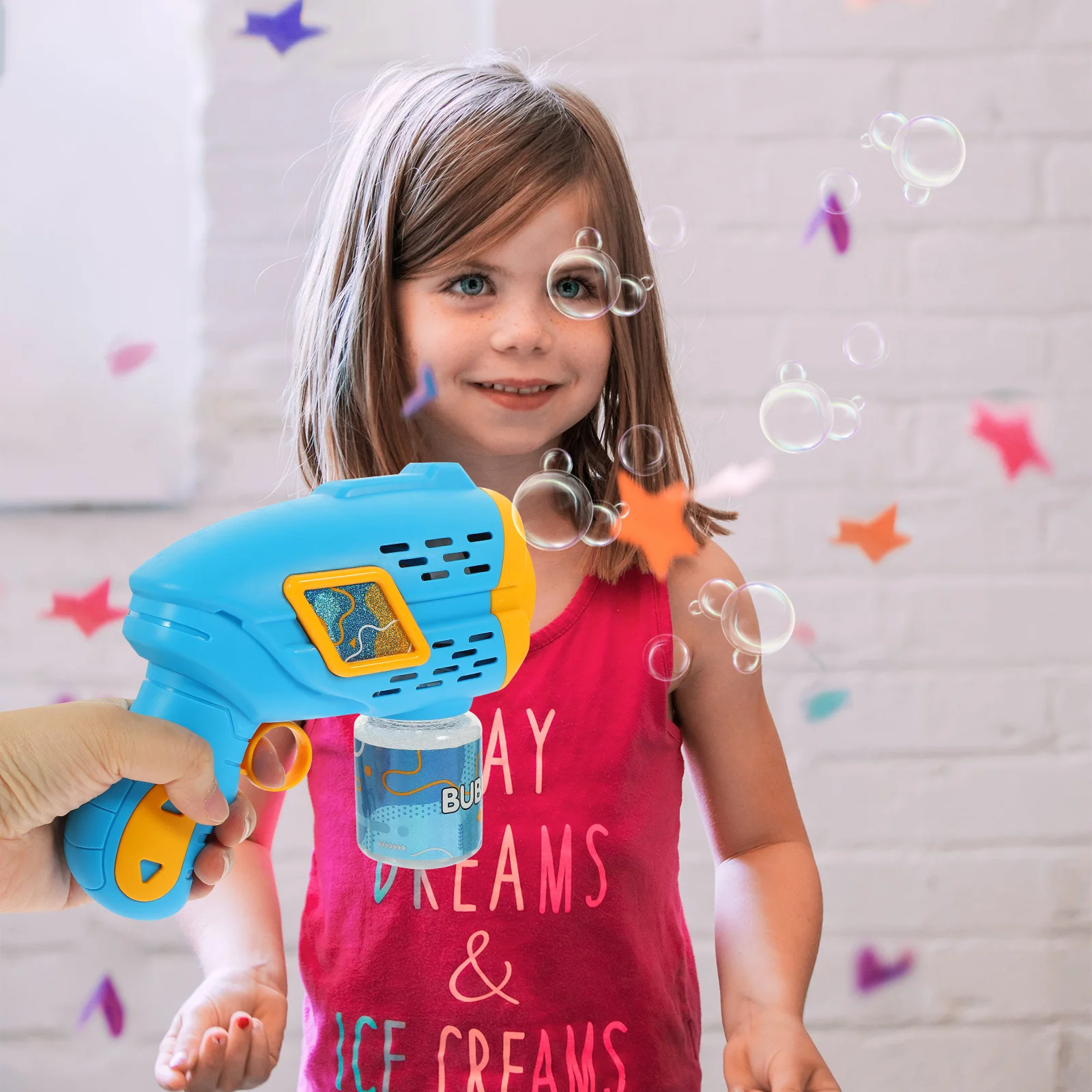 Macchina per bambini Soffiatore elettrico per bolle Creatore automatico di bolle Giocattolo estivo Forniture per feste all'aperto Plastica portatile