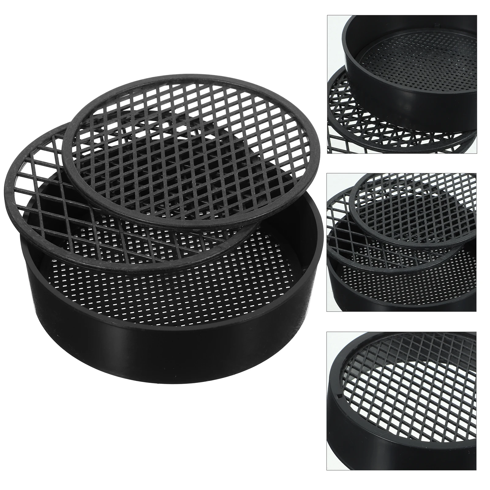 

3 set Soil Sieve Set Plastic Sifter Gardening Tool Lightweight Portable Reusable Manual Sieve for Potted Plants Indoor Dirt