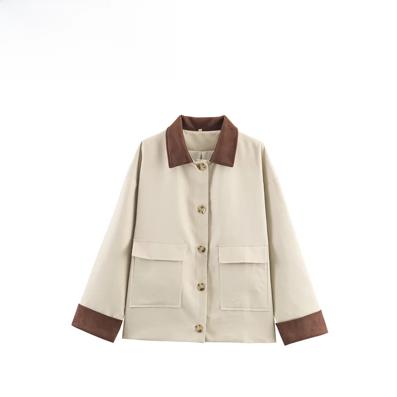 

Модная женская ветровка-куртка ZR: осенняя новинка, универсальный простой дизайн, полиэстер, для женщин