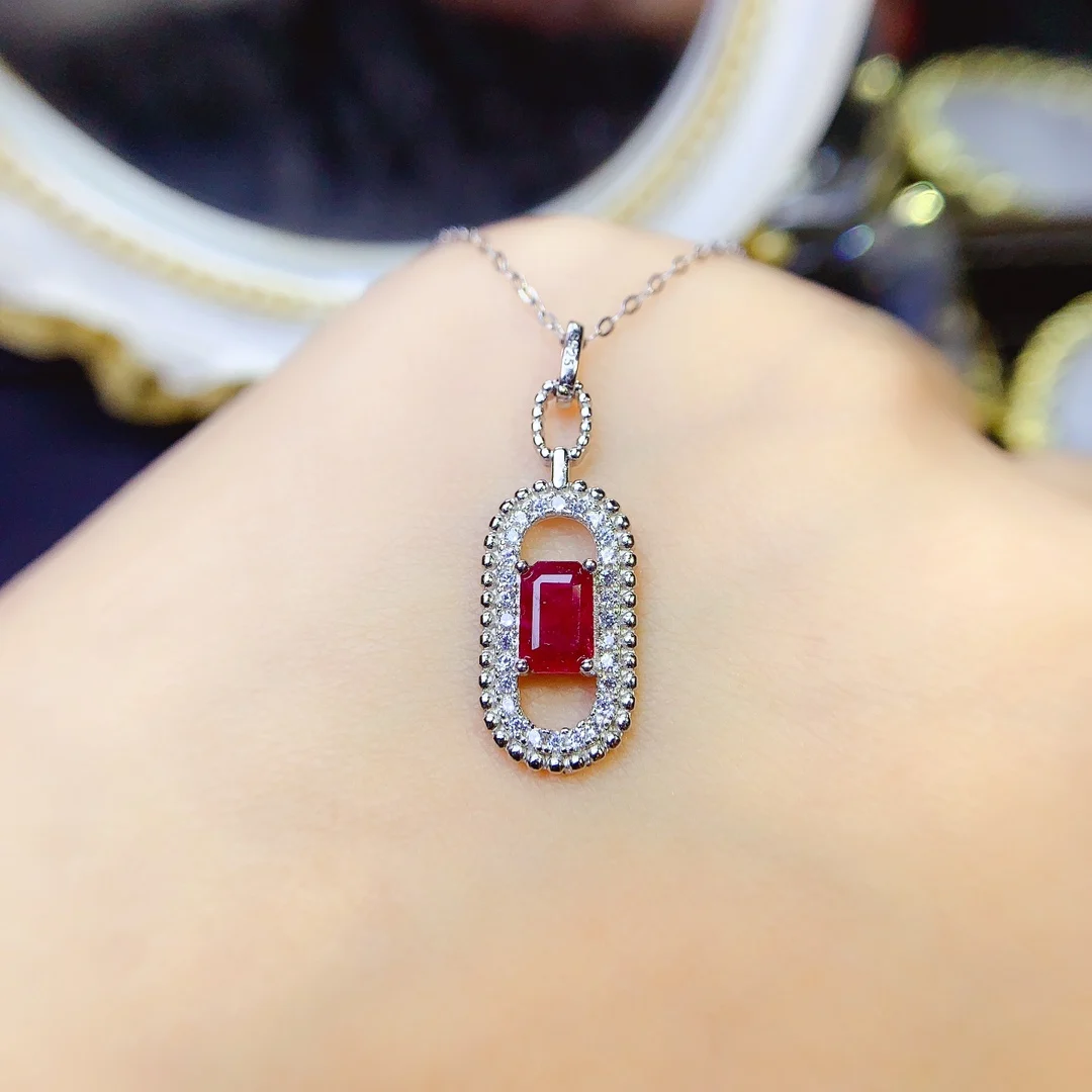 Natural Ruby Pendant, 925 Silver Certified, 4x6mm gemstone, holiday gift for girls, free product shipping