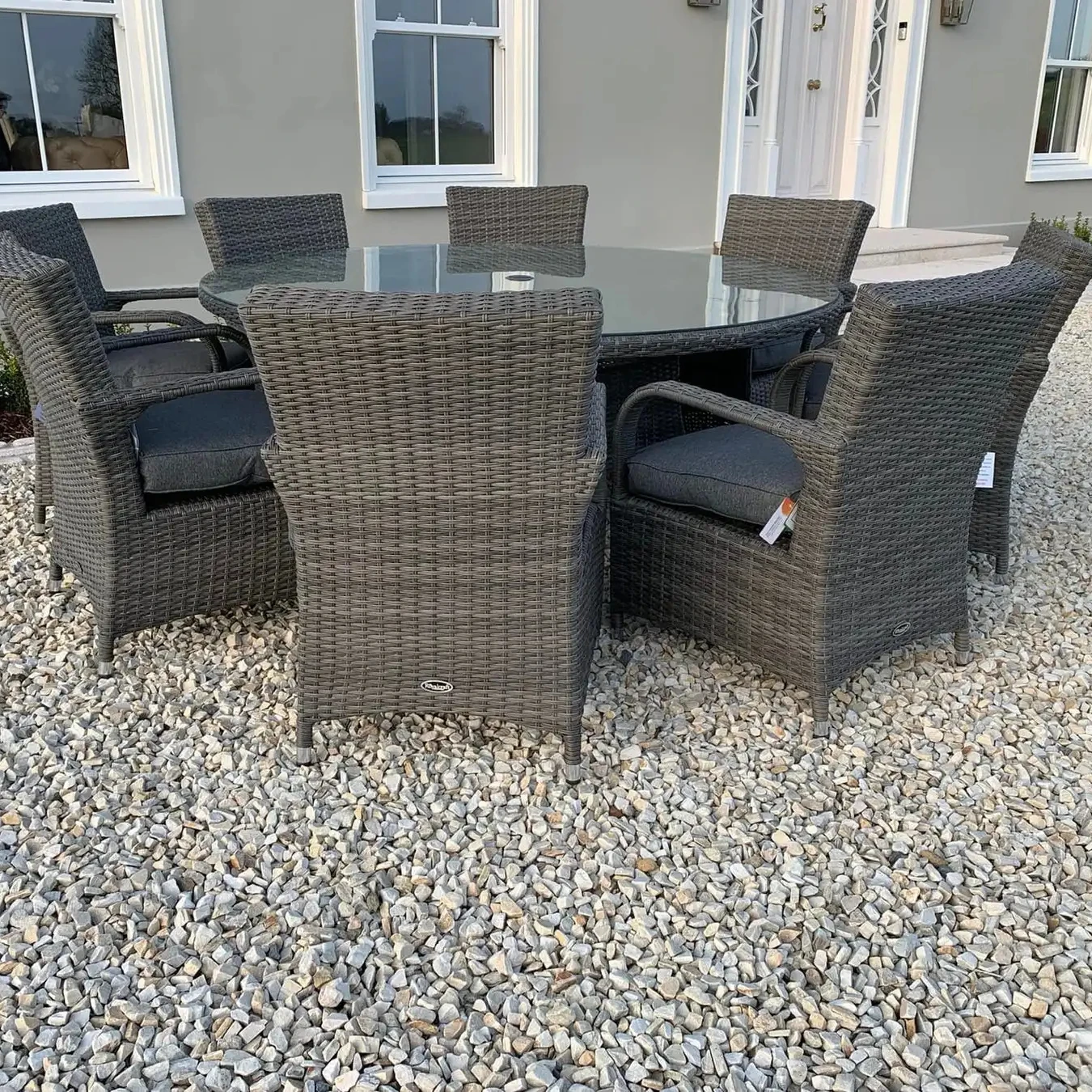 Modern Simple 9 Pcs Garden Dining Set Patio Furniture Restaurant Disassembly Table Outdoor Rattan Chair Hotel Wicker Dining Sets