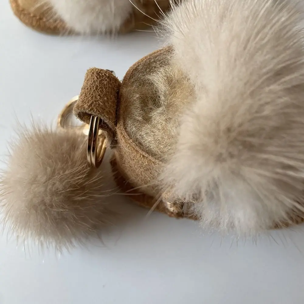 رائعة رقيق البسيطة التمهيد المفاتيح الثلوج الأحذية الأحذية شكل المنك الشعر دمية قلادة لطيف لينة سيارة كيرينغ حقيبة الديكور