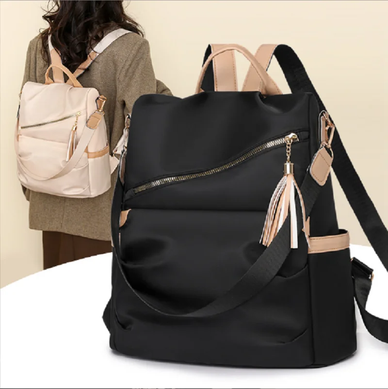 

New Fashion Trend Tassels Large Capacity Travel Backpacks Women's Casual Waterproof Oxford Shoulder Bags Totes School Bag