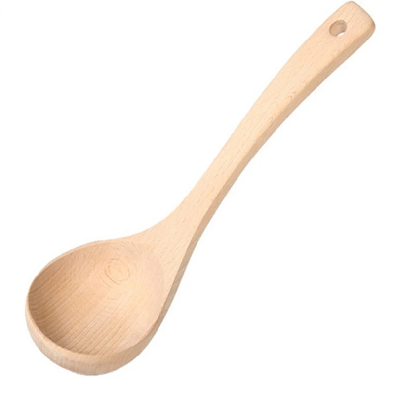 2 Pcs Kitchen Cooking Straight Handle Wooden Wood Soup Scoop Spoon Ladle,Not Hurt The Soup Spoon