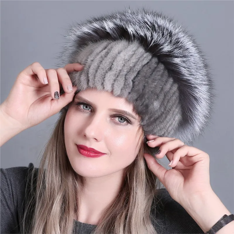 New style of women's hats large flowered woolen warm and thick fur