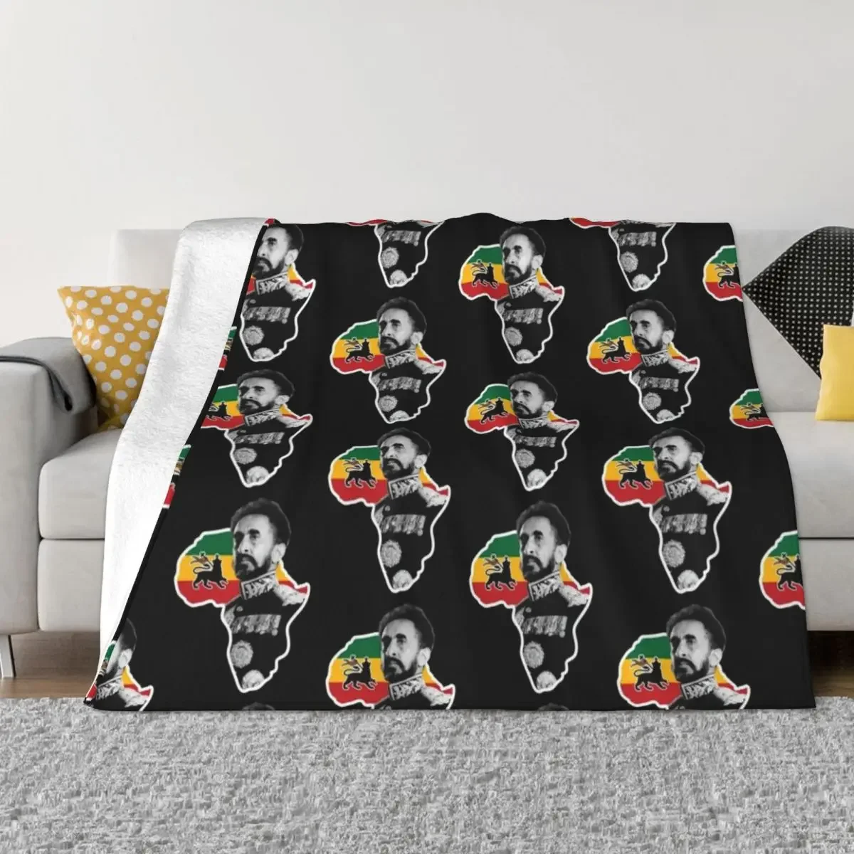 Haile Selassie I King of Kings with the African Map Throw Blanket manga Baby Bed linens Retros Blankets