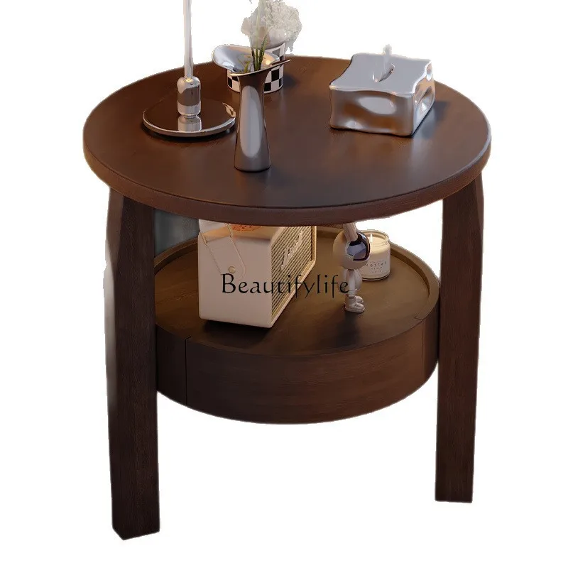 

Solid wood bedside table medieval bedroom bedside shelf small side few