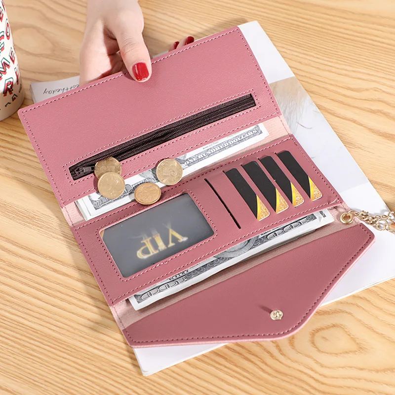 Envelope Design Women PU Leather Long Wallet Tassel Large Capacity Female Purse Bag Clutch Multiple Slots for Money Coin Photo