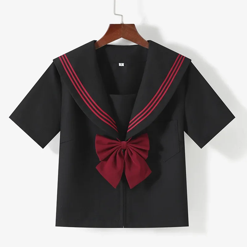 BLACK Orthodox College Style Japanese Korean Student School Uniform JK Uniform Girl Anime Cosplay Sailor Suit Class Top Skirts