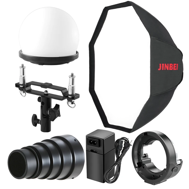 JINBEI HD-200pro Outdoor Flash Accessories Softball Snoot 2 Head Light Stand Bowens Adpter