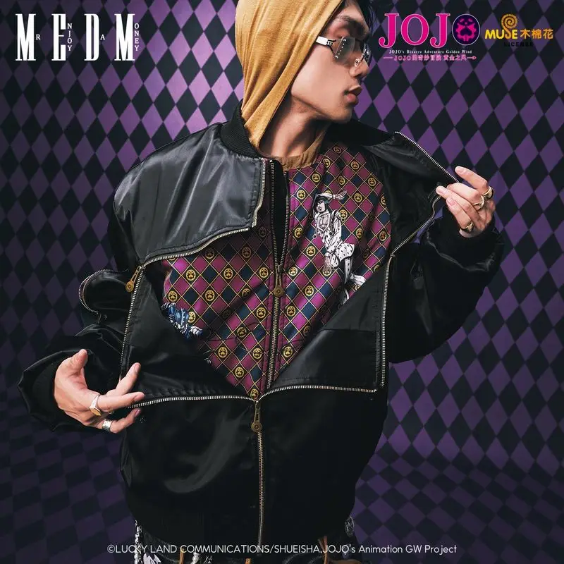 JOJOs Bizarre Adventure Jackets Zipper Cotton Jacket Trendy Brand Coat Men Winter Couple Cotton Jacket Men Clothing