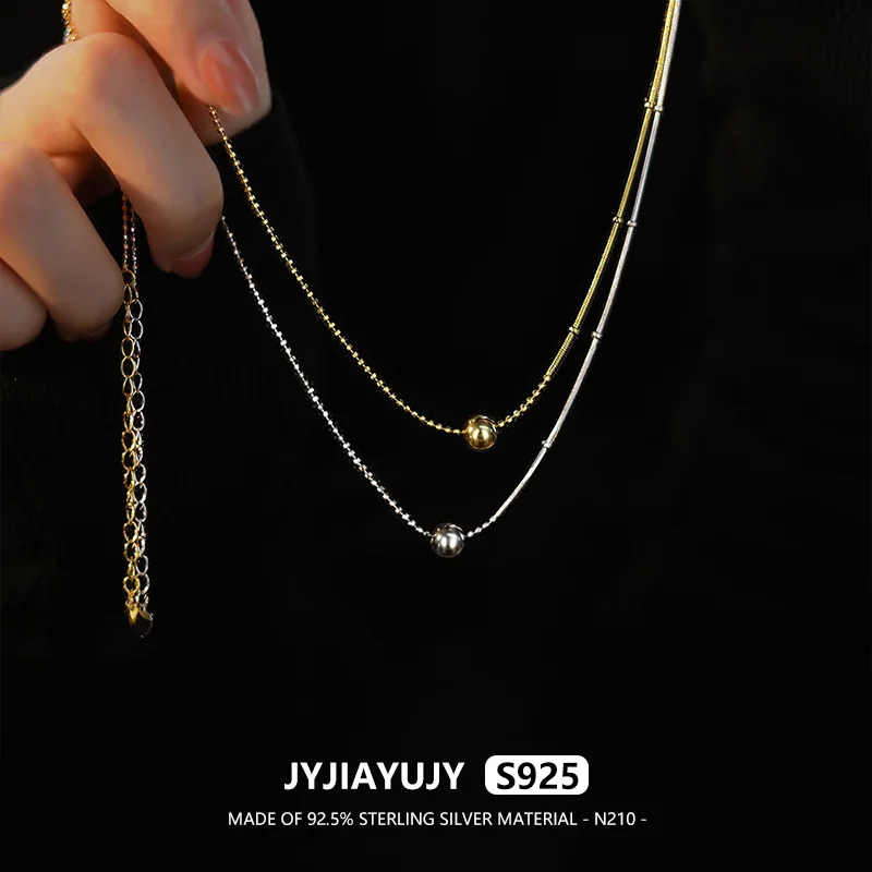 JYJIAYUJY 100% Whole Original Sterling Silver S925 Necklace 6MM Ball In Stock Two Different Chain Design Jewelry Gift Daily N210