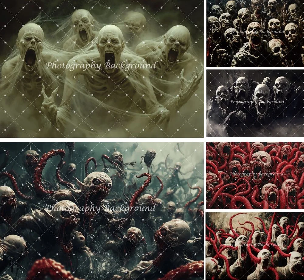 

Halloween Bloody Skull Photo Background Zombie Devil Hell Undead Vampire Party Photography Backdrop Halloween Decor Photostudio