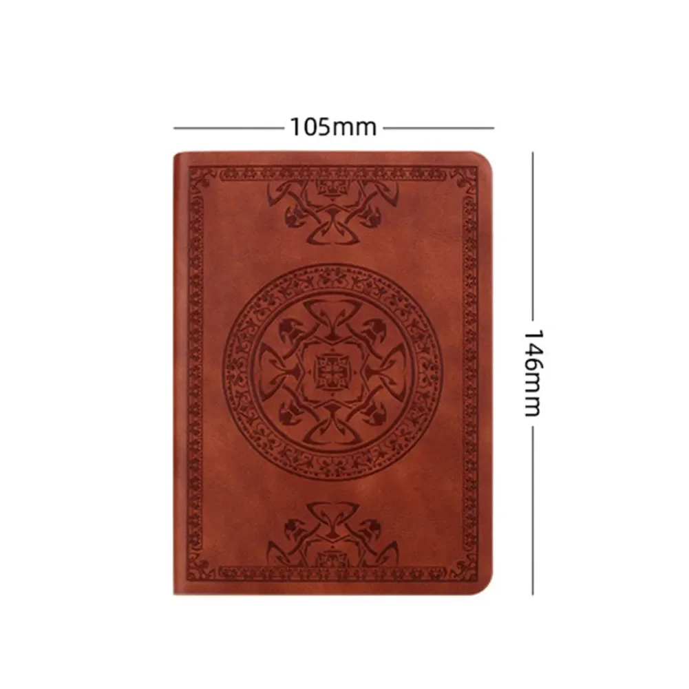A6 Retro Style Pocket Type Mini Notebook Stamping Process Artificial PU Leather Writing Book Portable Notepad Office Bookkeeping