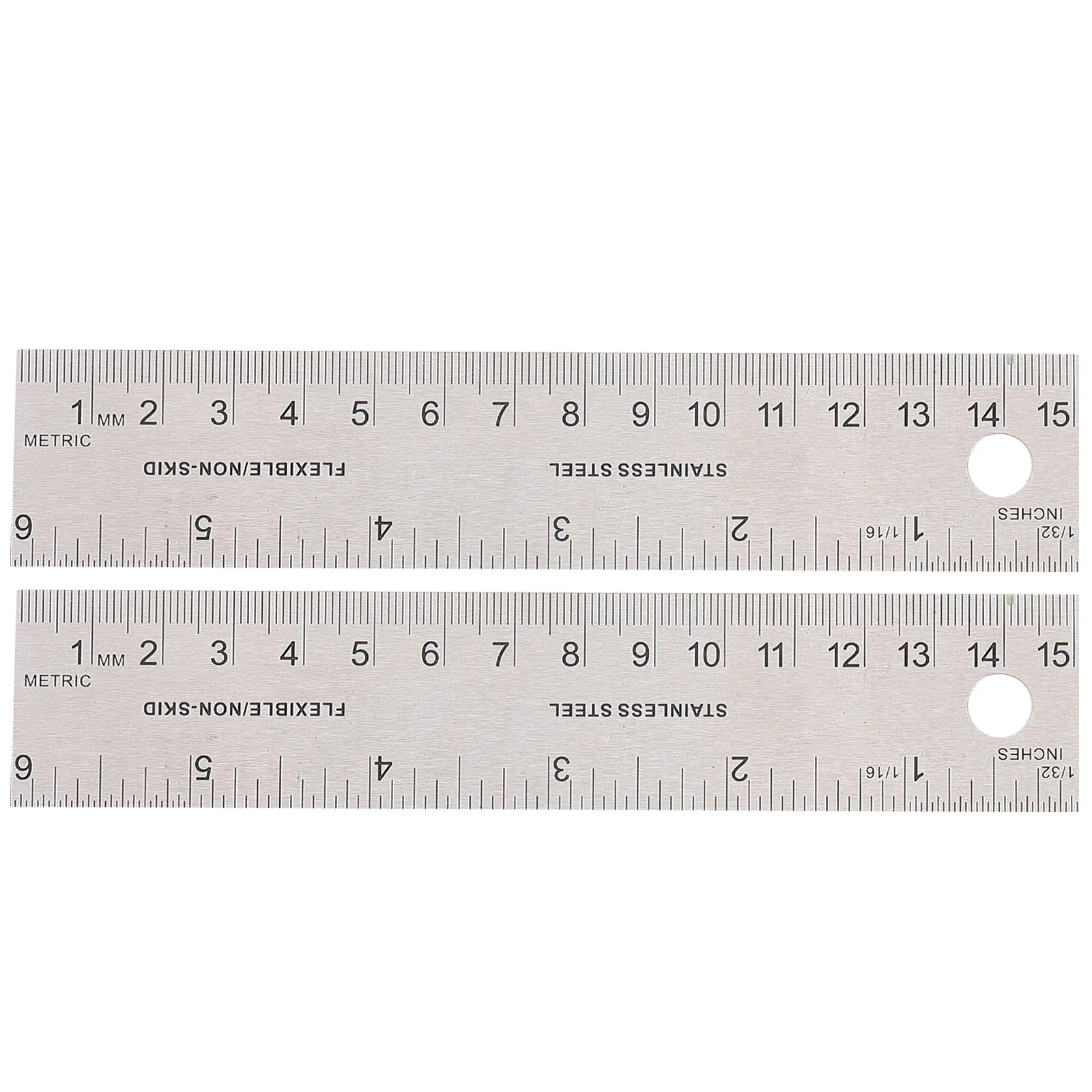 2Pcs Cork Back Rulers Stainless Steel Straight Teeth Precision Measuring Tool for Architects Engineers Artists