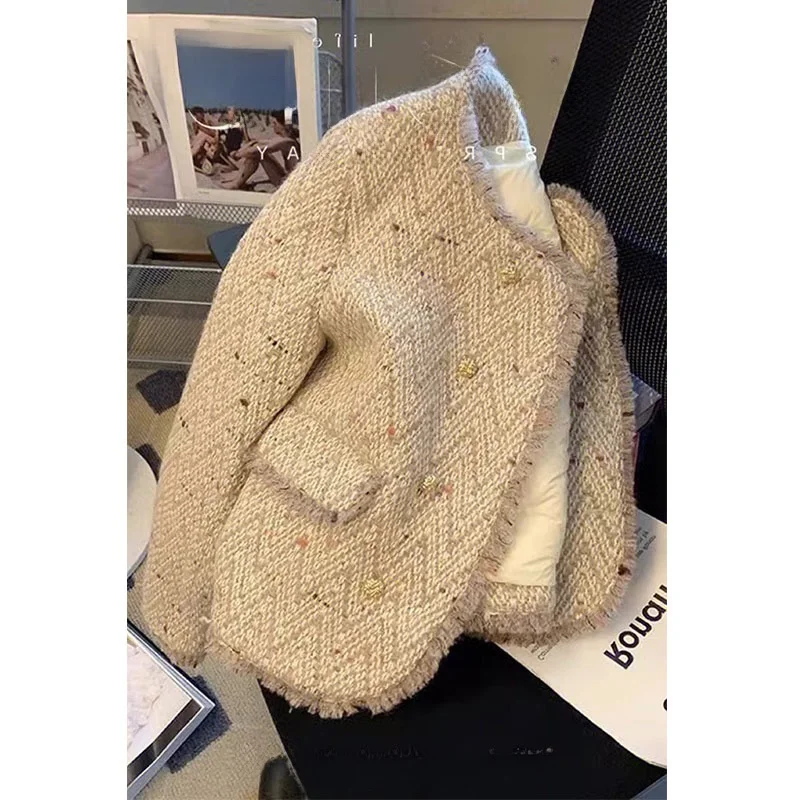 

Ele ort Quilted Jaet Beautiful Fraance Sle Spring Faion Top Design High Quali Ladies Outerwear