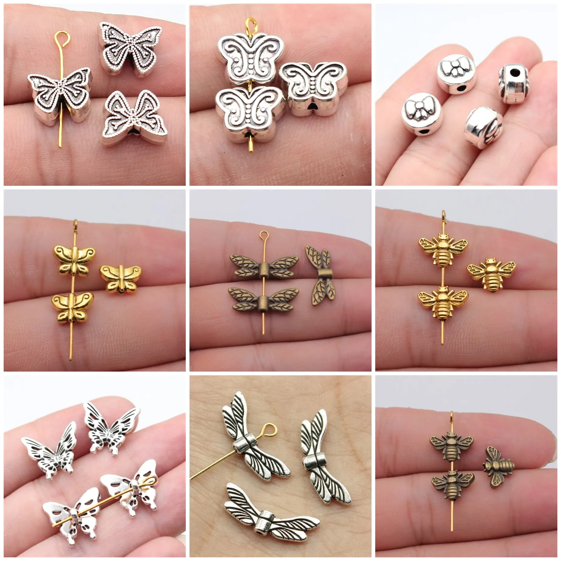 Dragonfly Butterfly Wing Small Hole Spacer Beads For DIY Bracelet Necklace Jewelry Making Supplies Bulk