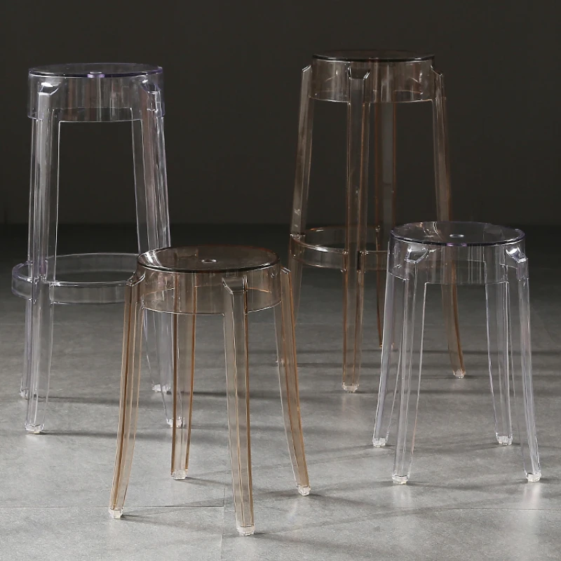 

Nordic Transparent Chair Acrylic Bar Stool Crystal High Stool Restaurant round Stool Modern Minimalist Plastic Bar Stool