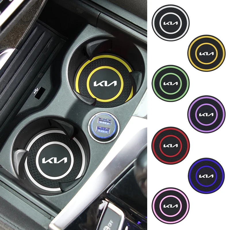 

2Pcs Car Coaster Silicone Cup Drinking Mug Non-Slip Pad Accessories For KIA Rio K5 Sportage Ceed Sorento Picanto Stinger