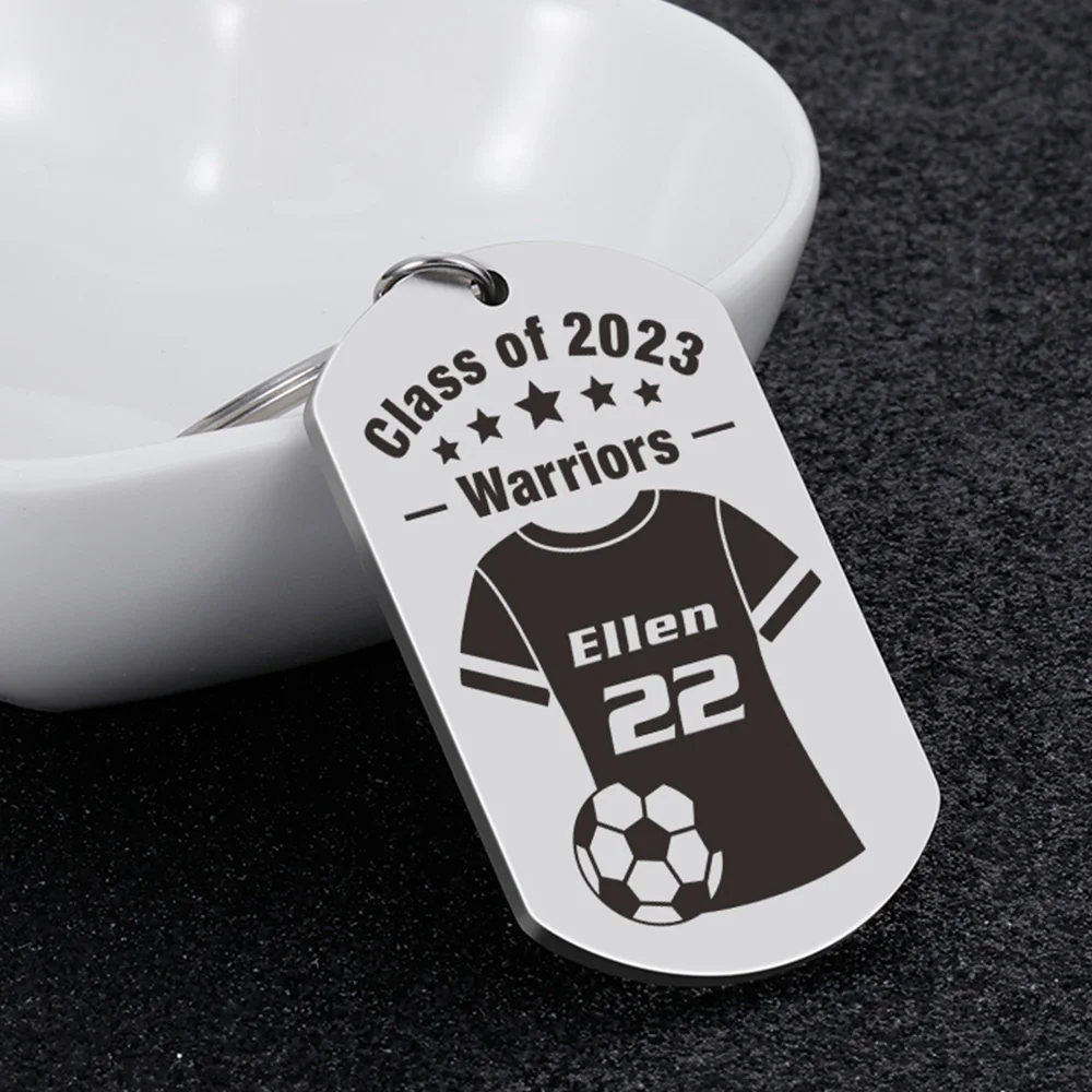 Custom Football Keychain Personalized Sportsman Name and Number Keychain Gift for Soccer Team Man Boyfriend Souvenir Car Keyring