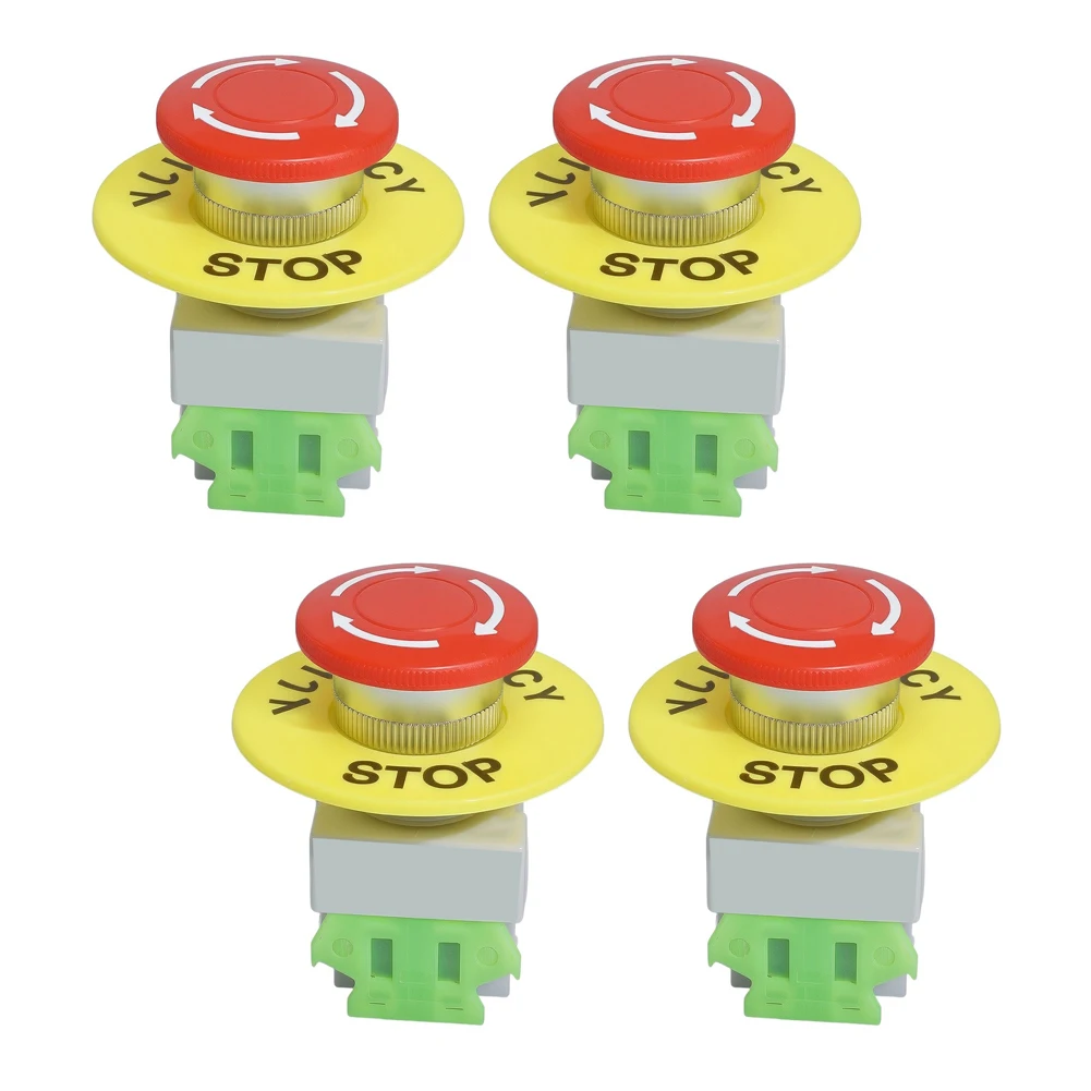 4pcs LA37-11ZS Self-Locking Button Switch 22mm E'mergency Stop Push Button With 60mm Cap For CNC Machine Tool Electrical Control