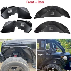 Front + Rear Inner Fender Liners Fit for Jeep Wrangler 2007-2018 JK JKU 4WD , Black Aluminum Splash Guards - US Flag Logo