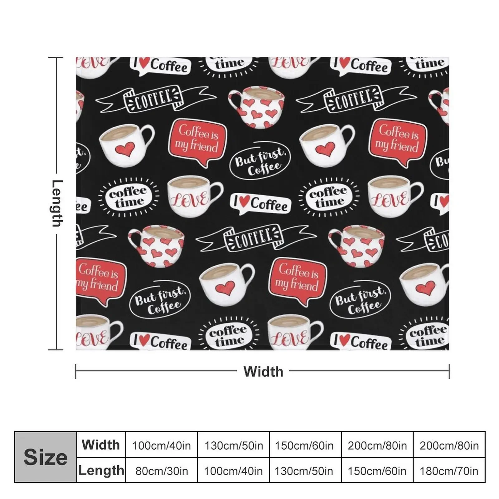 Hand-Drawn Coffee Mugs - I Love Coffee - Muted Red, Black and White - 2nd Version Throw Blanket Soft Plaid Blankets