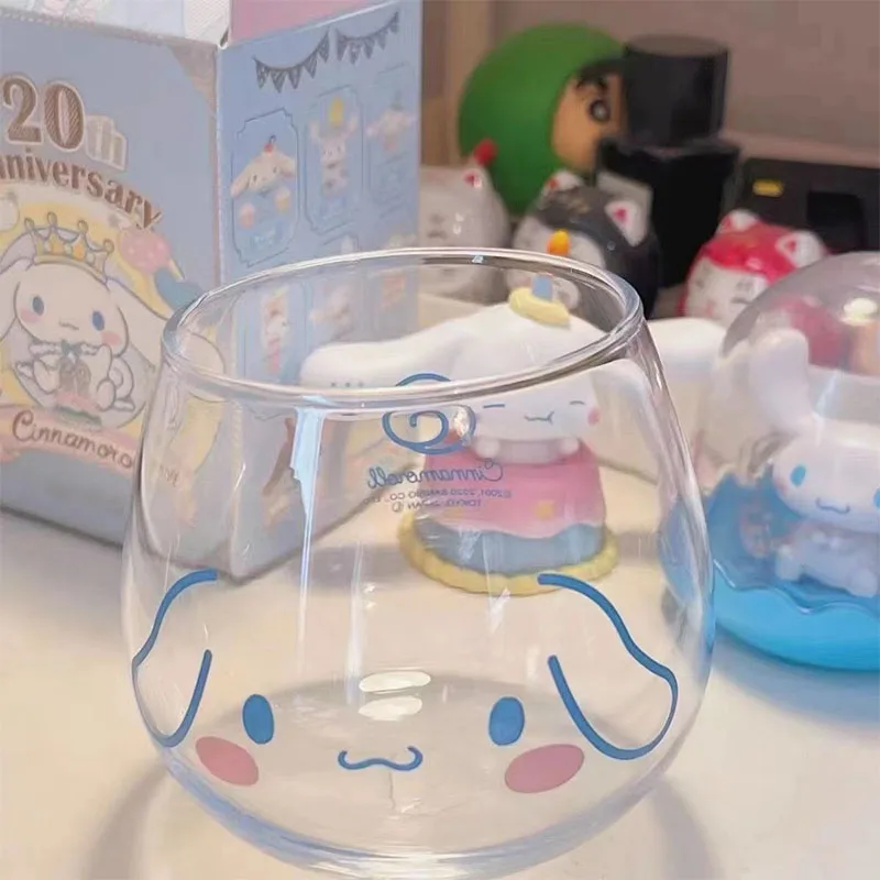 Kawaii Cute Sanrio Cinnamoroll Pochacco Pom Pom Purin Glass Cup Milk Cup Breakfast Cup Heat-Resisting Christmas Gift For Girl