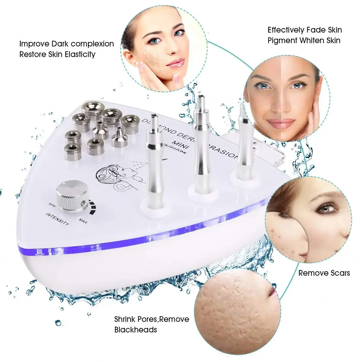 Home Use Diamond Microdermabrasion Machine 300Kpa Suction Facial Exfoliation Skin Dermabrasion BlackHead Removal Machine