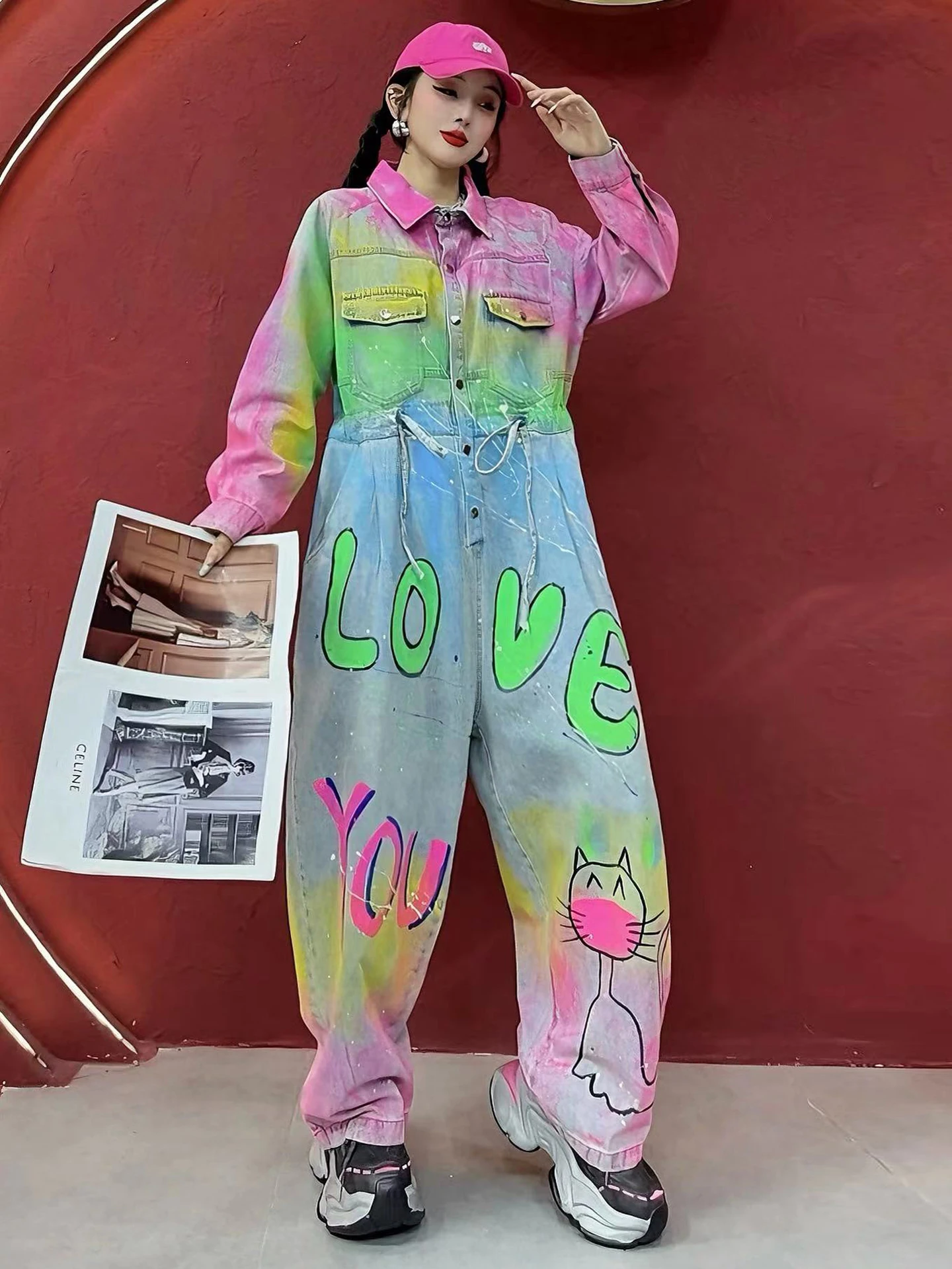 

Европейские джинсовые комбинезоны из плотного денима для женщин: весенне-осенние повседневные свободные рабочие комбинезоны, модные и стильные