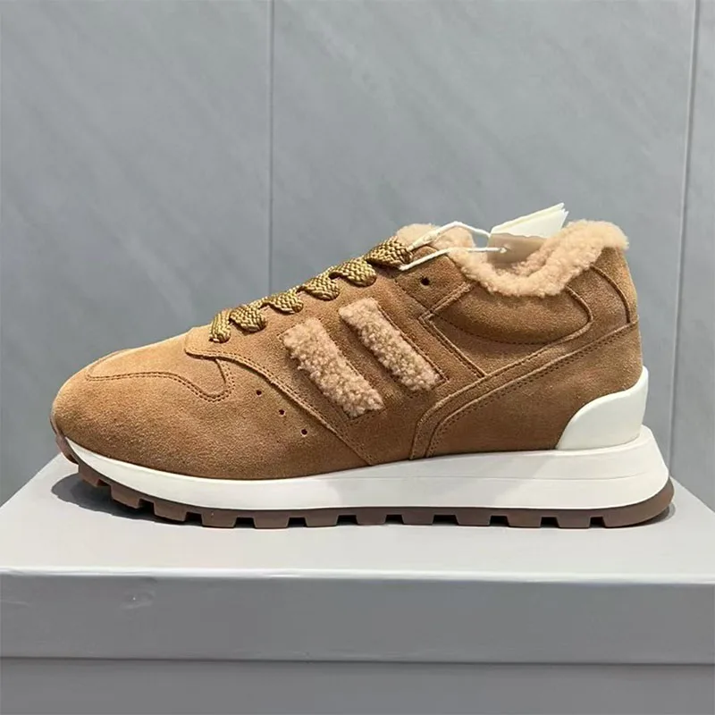 

Повседневные кроссовки женские с круглым носком на шнуровке с бусинами на плоской подошве женская обувь замшевая кожаная шерстяная теплая зимняя спортивная обувь женская