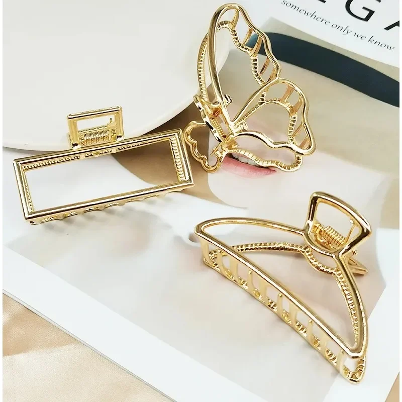 Fashion Simple Gold Hair Claw Clip Butterfly Geometric Elegant Hair Clip Claw Clamp for Girls Headwear Women Hair Accessories