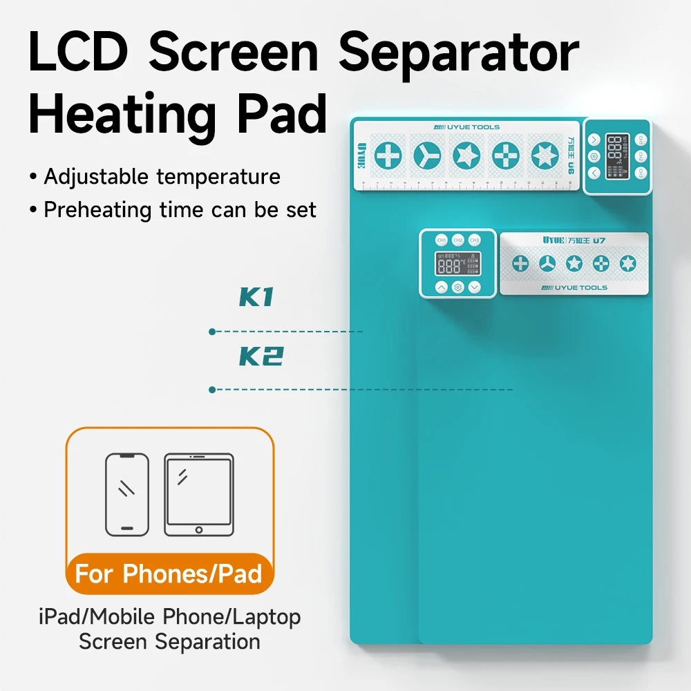 UYUE K1 K2 LCD Screen Separator 12inch/15 inch Pre-heating Pad for Mobile Phone Disassembly Repair Tool